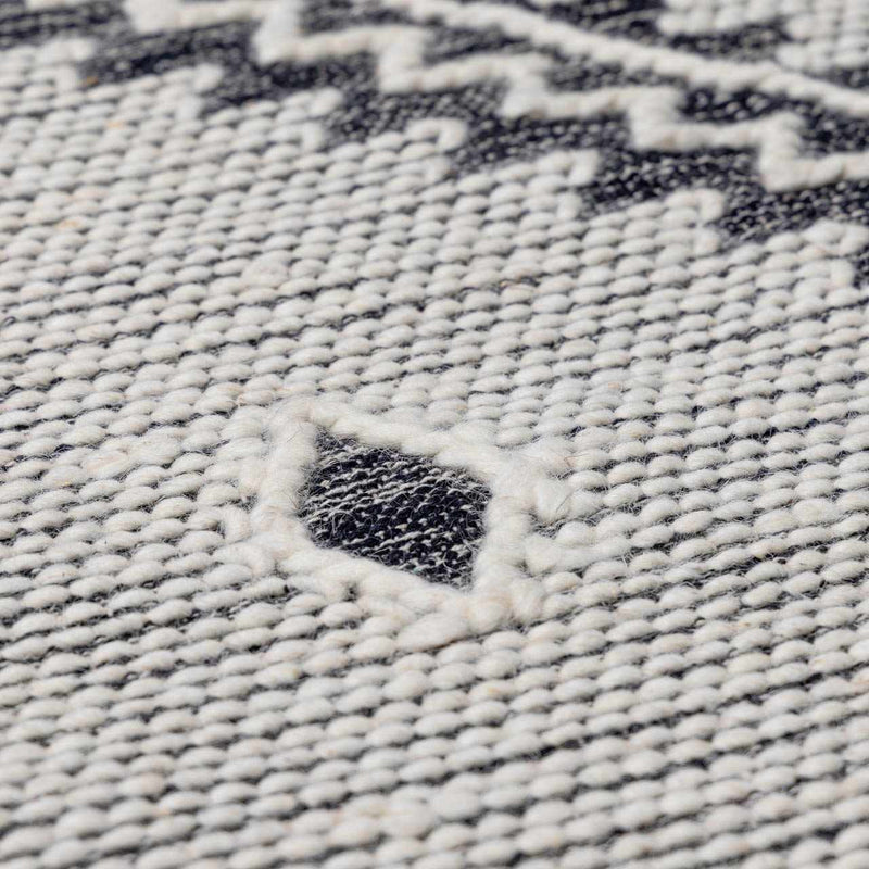 Brownhills Cream&Black Trellis Cotton Area Rug