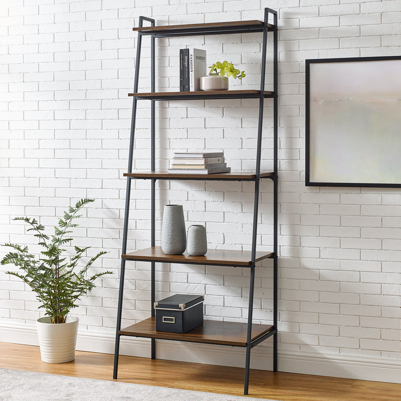 Arlo 72" Metal & Wood Ladder Bookshelf