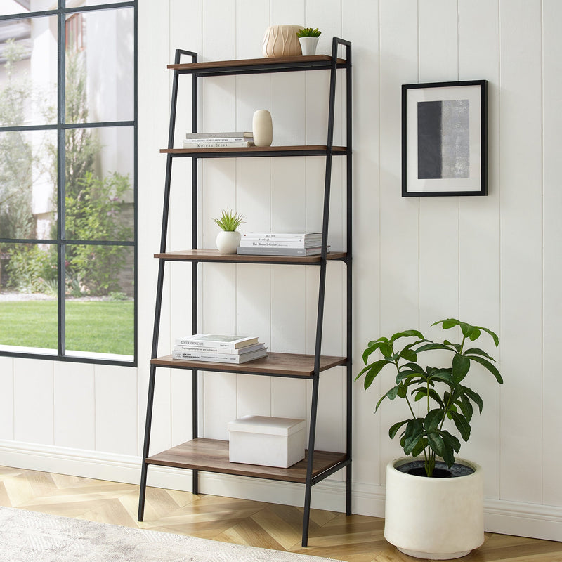 Arlo 72" Metal & Wood Ladder Bookshelf