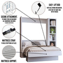 Easy-Lift Queen Murphy Wall Bed in Brown Wood Grain with Bookshelf