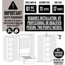 Easy-Lift Full Murphy Wall Bed in Grey with Bookshelf