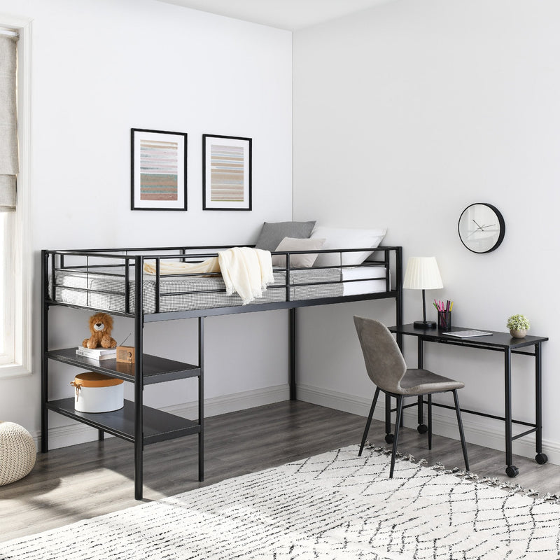 Sunset Twin Low Loft Bed with Desk