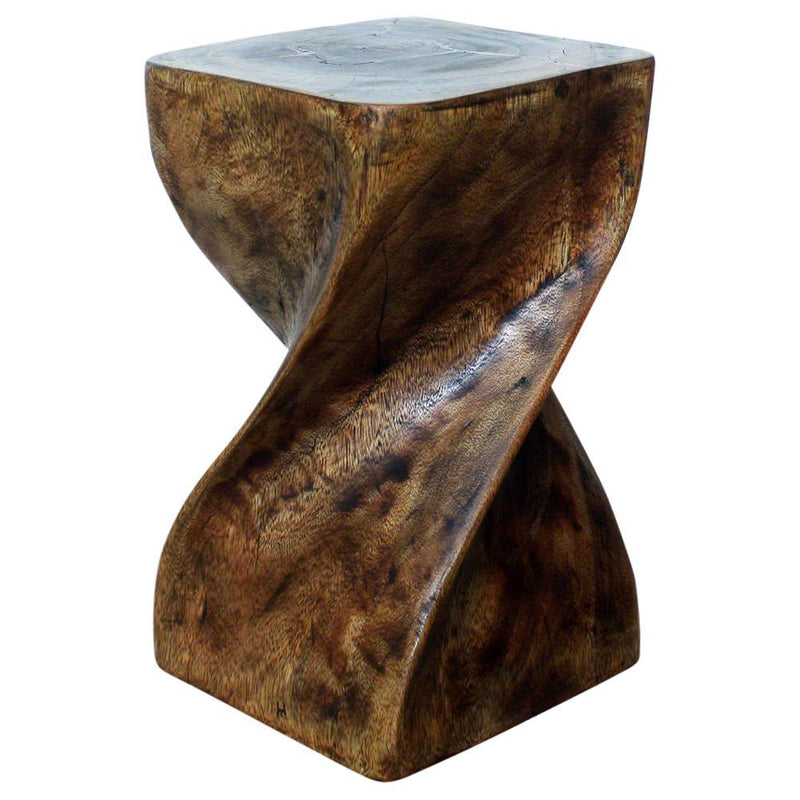 Haussmann® Big Twist Wood Stool Table 12 in SQ x 20 in H Mocha Oil