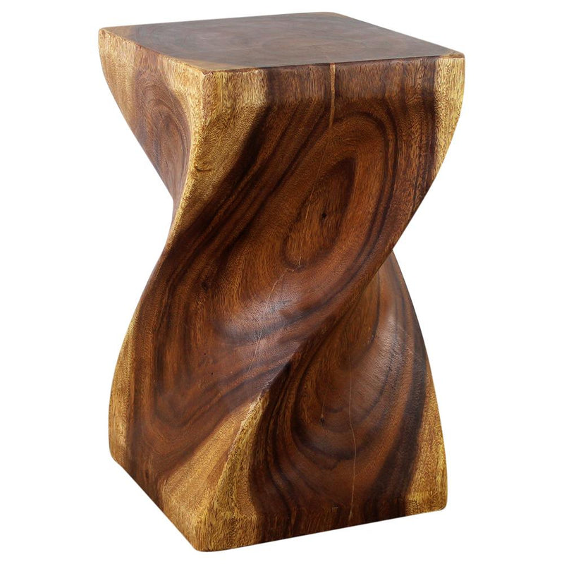 Haussmann® Big Twist Wood Stool Table 12 in SQ x 20 in H Walnut Oil