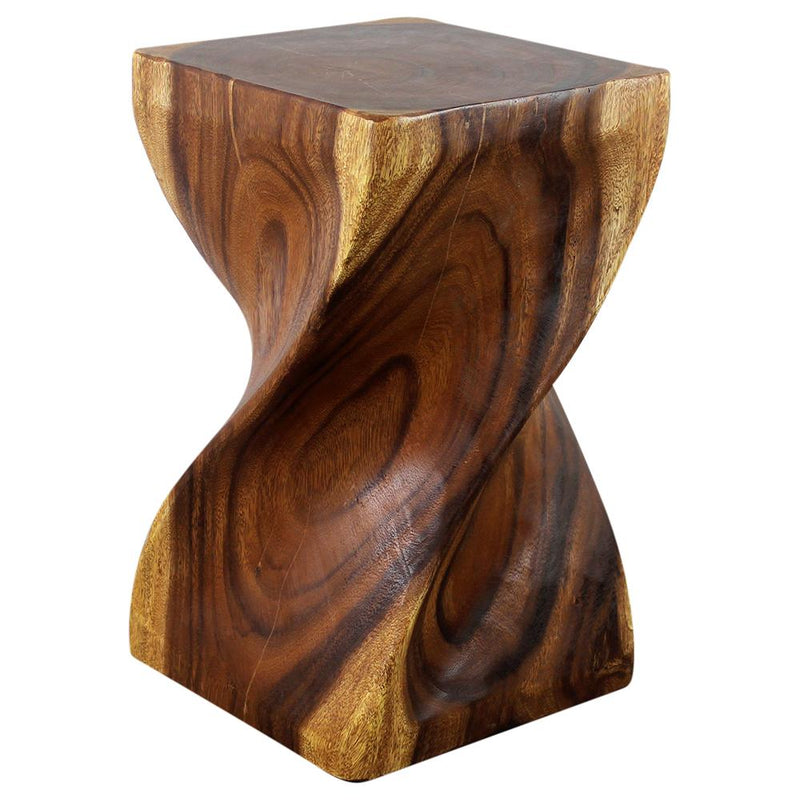 Haussmann® Big Twist Wood Stool Table 12 in SQ x 20 in H Walnut Oil