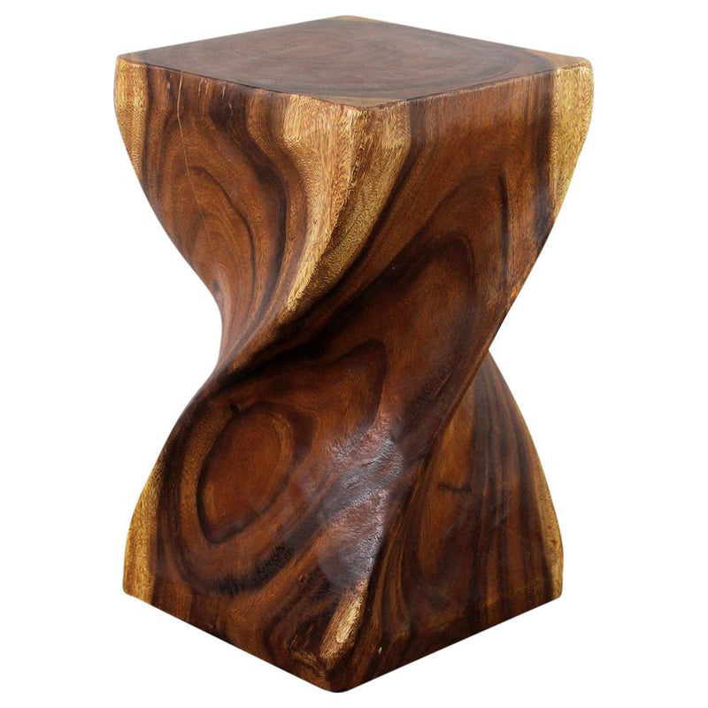 Haussmann® Big Twist Wood Stool Table 12 in SQ x 20 in H Walnut Oil