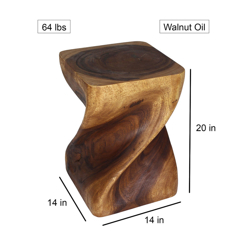 Haussmann® Big Twist Wood Stool Table 14 in SQ x 20 in H Walnut Oil