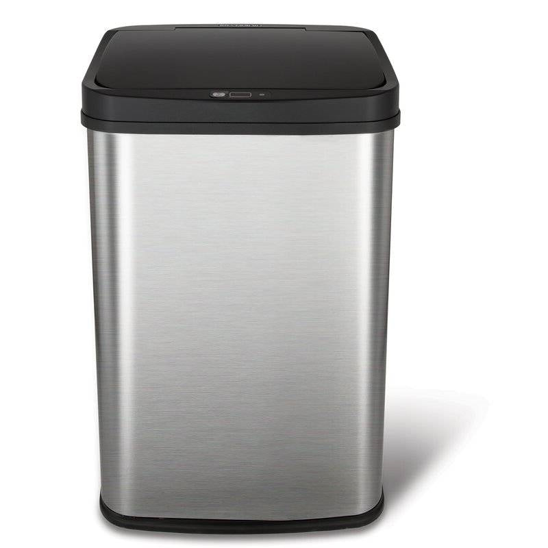 Black Top 13-Gallon Stainless Steel Kitchen Trash Can with Motion Sensor Lid, photo 2 of 4