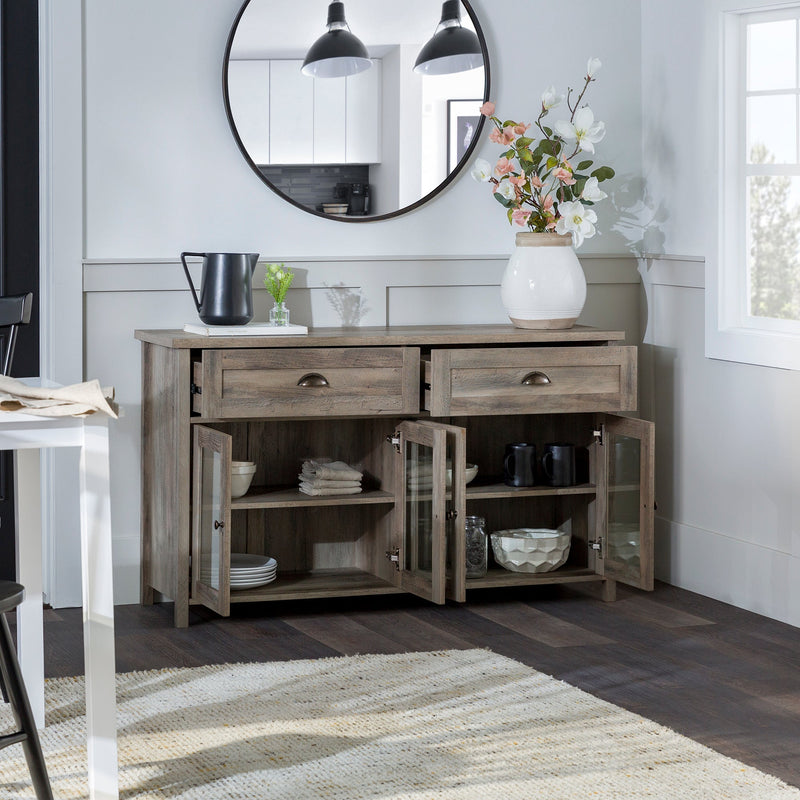 Farmhouse Conrad Glass Door Buffet Sideboard & TV Stand