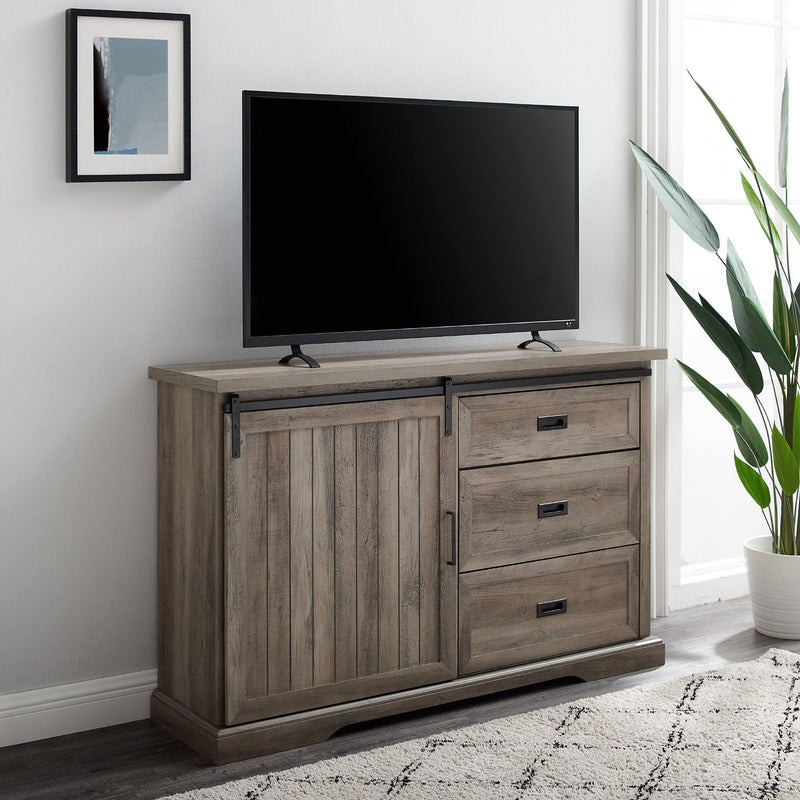 Sliding Grooved Door Buffet Sideboard & TV Stand