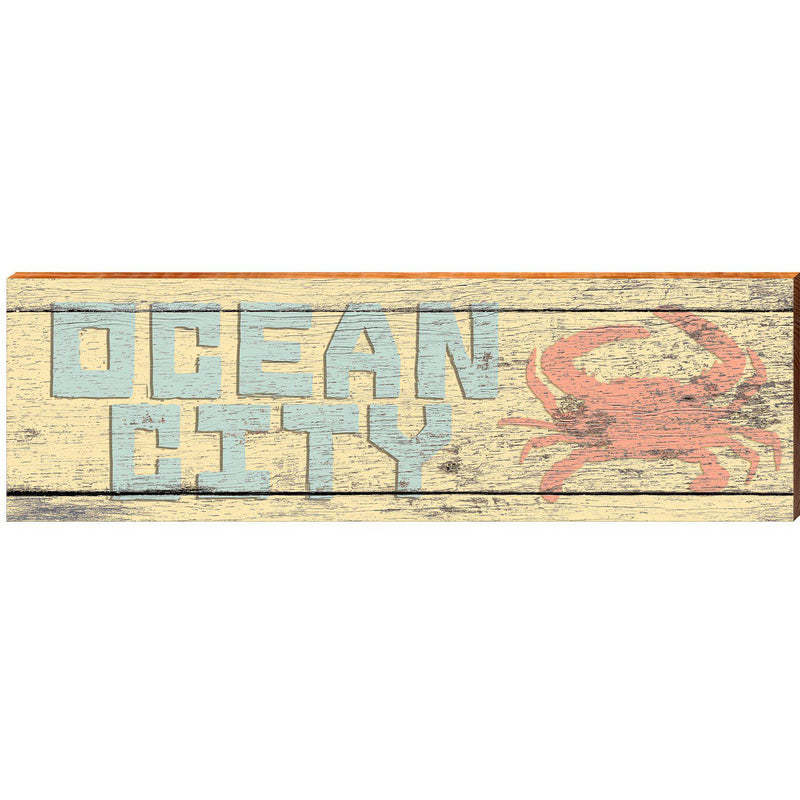 Ocean City Red Crab Yellow | Wall Art Print on Real Wood