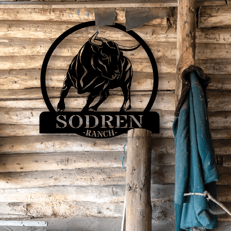 Personalized Bull Ranch Sign