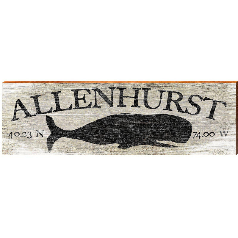 Allenhurst Whale Grey Latitude Longitude | Wall Art Print on Real Wood