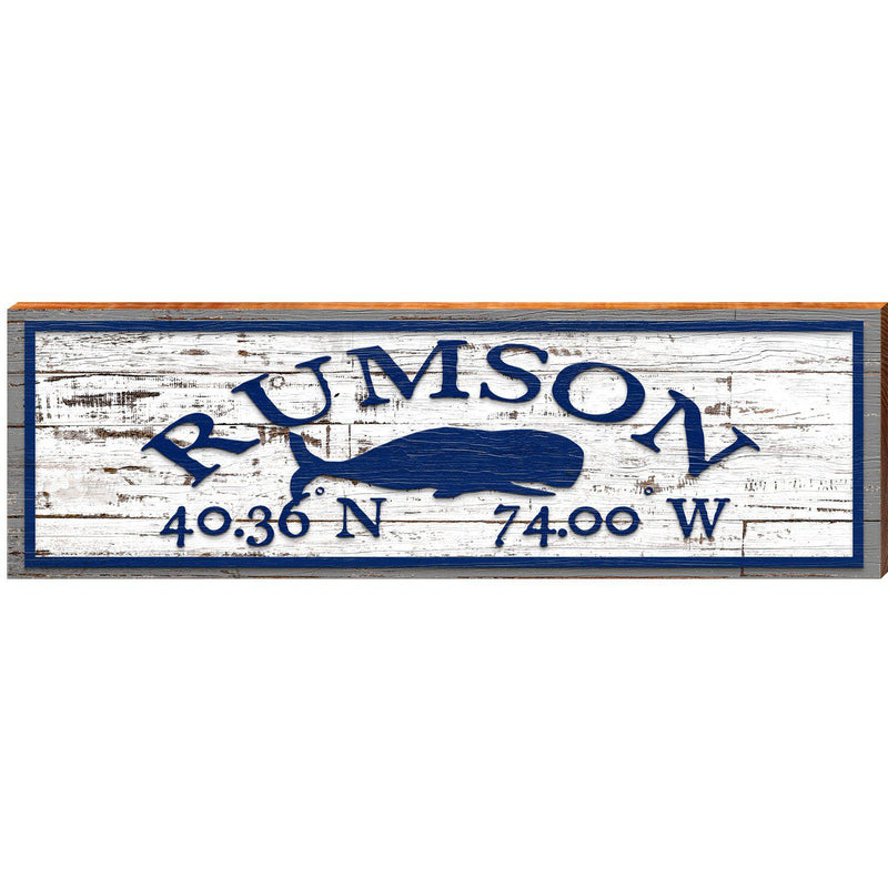 Rumson Whale White Shabby | Wall Art Print on Real Wood