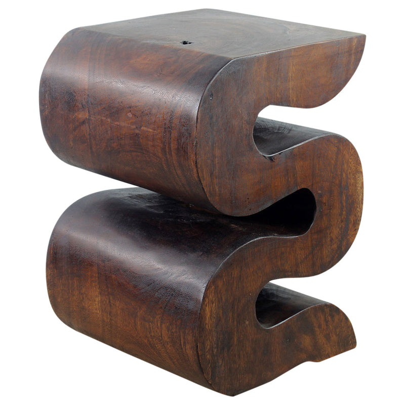 Haussmann® Wood BIG Wave Verve Accent Snake Table 14 x 14 x 20 in H Mocha Oil