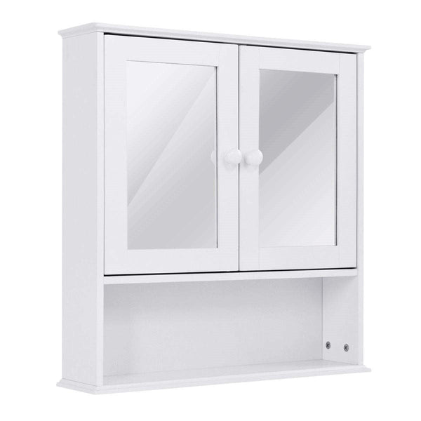 Simple Bathroom Mirror Wall Cabinet in White Wood Finish 23 x 22 inch, photo 2 of 5