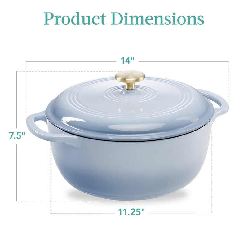 6 Quart Large Baby Blue Enamel Cast-Iron Dutch Oven Kitchen Cookware, photo 3 of 3
