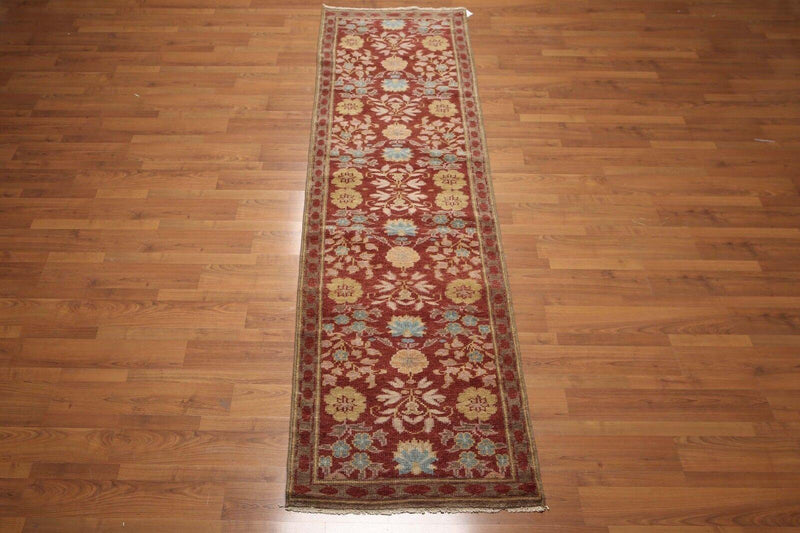 2'6" x 10' Runner Hand knotted Turkish Oushak Vegetable Dyes wool Area rug Rust