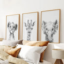 Black and White Jungle Animal Baby Room Decor by Wall Art Set