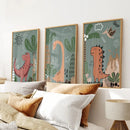 Green Dinosaur Nursery Decor Kids Room Wall Art by Wall Art Set