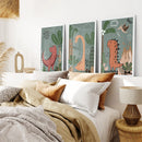 Green Dinosaur Nursery Decor Kids Room Wall Art by Wall Art Set