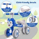 Baby Balance Bike No Pedal Lightweight Infant 4 Wheels Baby Bicycle-Blue