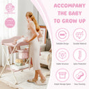 Baby Diaper Changing Table with Water Basin Wheel-Pink