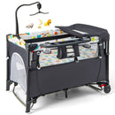 5-in-1 Baby Nursery Center Foldable Toddler Bedside Crib with Music Box