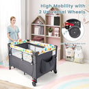 5-in-1 Baby Nursery Center Foldable Toddler Bedside Crib with Music Box