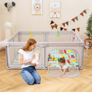 Baby Playpen with Mat and Breathable Mesh-Gray by LJGDeals