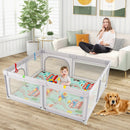 Baby Playpen with Mat and Breathable Mesh-Gray by LJGDeals