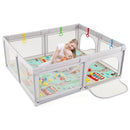 Baby Playpen with Mat and Breathable Mesh-Gray by LJGDeals