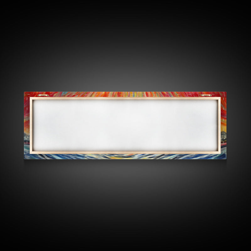 Abstract Beach Wall Art, Colorful Abstract Nature, Framed Abstract Print Art, Sunset, Beach, Vibrant Art, Panoramic, Wall Art, Canvas Print