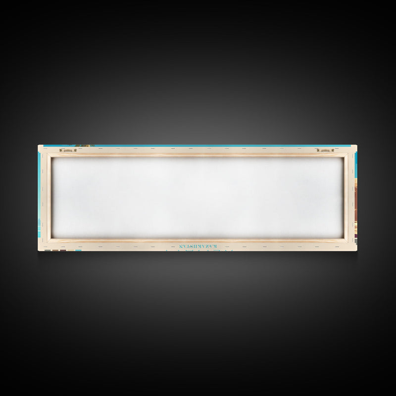 Almaty, Kazakhstan Panoramic Travel Poster Canvas Print, Almaty, Kazakhstan Painting, Kazakhstan Art, Almaty Panoramic Travel Art, Travel Painting