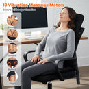 Back Massager Seat Cushion with Heat and 10 Vibration Motors for Pain Relief-Black