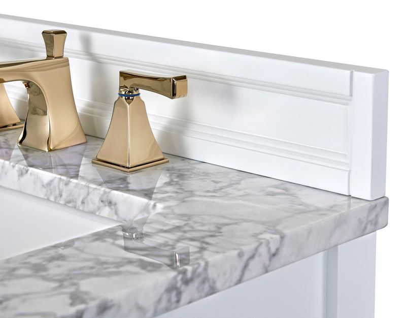 Adeline Bathroom Vanity with Farmhouse Sink and Carrara White Marble Top Cabinet Set