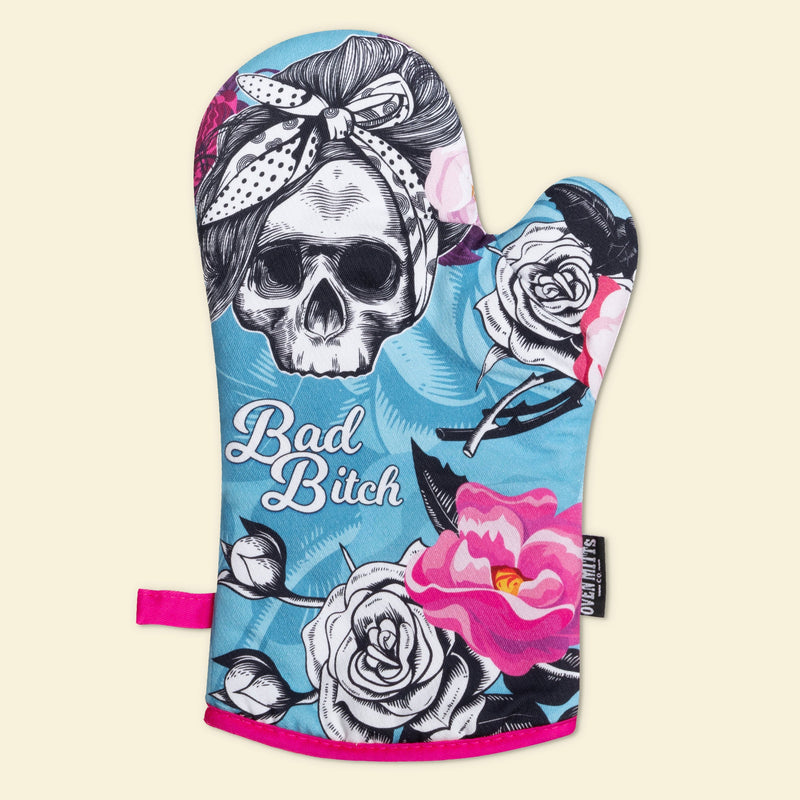 BB Flower Skull Oven Mitts And Potholder Set