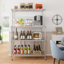 4-Tier Bakers Rack on Wheels with Adjustable Shelves-Silver by LJGDeals