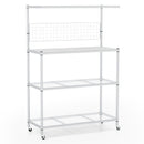 4-Tier Bakers Rack on Wheels with Adjustable Shelves-Silver