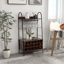 Baker's Rack with Detachable Wine Rack and 5 Rows of Stemware Holder-Rustic Brown by LJGDeals