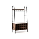 Baker's Rack with Detachable Wine Rack and 5 Rows of Stemware Holder-Rustic Brown by LJGDeals