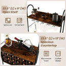 Baker's Rack with Detachable Wine Rack and 5 Rows of Stemware Holder-Rustic Brown by LJGDeals