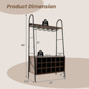 Baker's Rack with Detachable Wine Rack and 5 Rows of Stemware Holder-Rustic Brown by LJGDeals