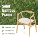 Bamboo Accent Chair with Armrest and Curved Backrest-Natural by LJGDeals