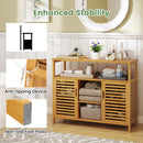 Bamboo Bathroom Cabinet with Shelves and Doors-Natural by LJGDeals