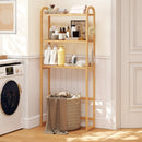 3-Tier Bamboo Bathroom Floor Organizer with 5-Position Shelves and 3 Hooks-Natural by LJGDeals