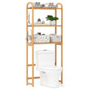 3-Tier Bamboo Bathroom Floor Organizer with 5-Position Shelves and 3 Hooks-Natural by LJGDeals