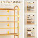 3-Tier Bamboo Bathroom Floor Organizer with 5-Position Shelves and 3 Hooks-Natural by LJGDeals