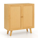 Bamboo Buffet Storage Cabinet with PE Rattan Doors and Freestanding Kitchen Cupboard-Natural by LJGDeals
