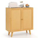 Bamboo Buffet Storage Cabinet with PE Rattan Doors and Freestanding Kitchen Cupboard-Natural by LJGDeals